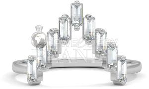 10K White Gold Chevron Baguette Diamond Ring