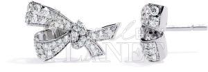 10K White Gold Diamond Bow Knot Stud Earrings