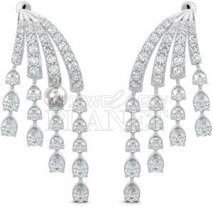 10K White Gold Diamond Chandelier Earrings