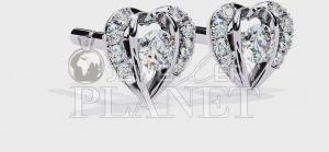10k White Gold Heart Shape Diamond Stud Earrings