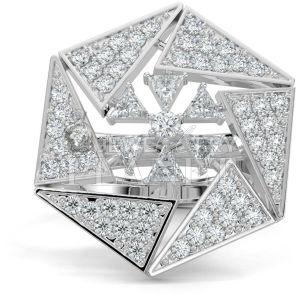 10K White Gold Quadrilateral Diamond Ring
