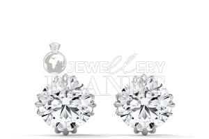 10K White Gold Round Cut Diamond Stud Earrings