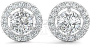10K White Gold Round Halo Diamond Stud Earrings