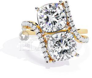 14K Cold Dual Cushion Cut Diamond Ring