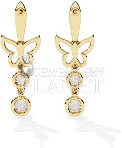 14k Gold Butterfly Shape Diamond Drop Earrings