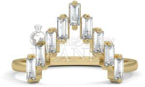 14K Gold Chevron Baguette Diamond Ring