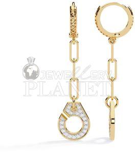 14k Gold Cufflink Design Drop Earrings