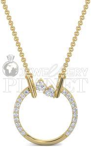 14K Gold Diamond Circle Pendant