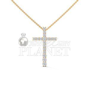 14K Gold Diamond Cross Pendant