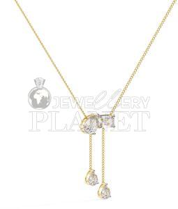 14K Gold Diamond Lariat Pendant