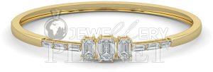 14K Gold Diamond Lock Bangle Bracelet