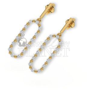 14K Gold Diamond Paperclip Drop Earrings