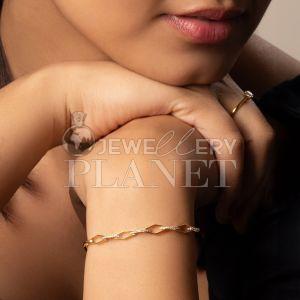 14k Gold Dimoand Oval Link Chain Bracelet
