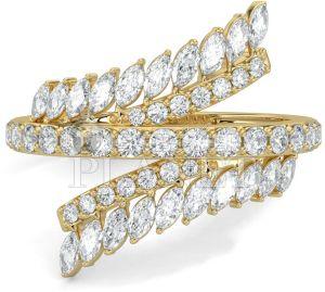14K Gold Fern Leaf Diamond Ring