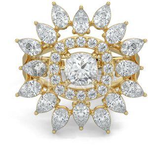 14K Gold Floral Cluster Diamond Ring