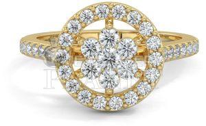 14K Gold Flower Cluster Diamond Ring