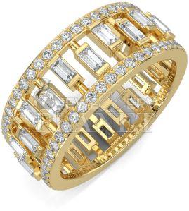 14K Gold Geometric Baguette Diamond Ring