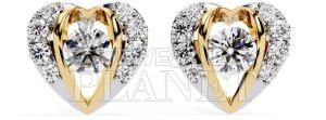 14K Gold Heart Shape Diamond Stud Earrings