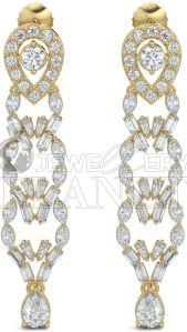 14K Gold Marquise Diamond Chandelier Drop Earrings
