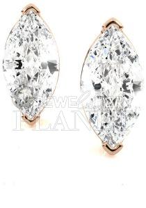 14K Gold Marquise Diamond Stud Earrings