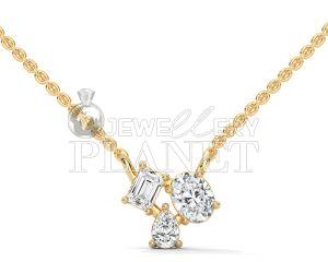 14K Gold Multi Cut Diamond Cluster Pendant