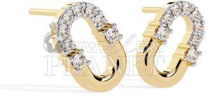 14K Gold Orbit Spark Diamond Stud Earrings