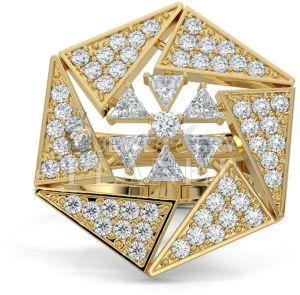 14K Gold Quadrilateral Diamond Ring