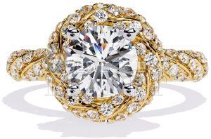 14K Gold Rope Twist Diamond Ring