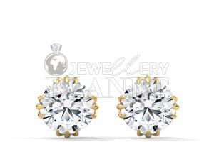 14K Gold Round Cut Diamond Stud Earrings
