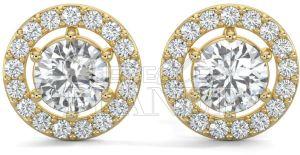 14K Gold Round Halo Diamond Stud Earrings