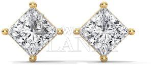 14K Gold Square Diamond Stud Earrings