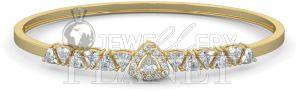 14k Gold Triad Sparkle Diamond Bangle Bracelet
