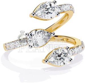 14K Gold Twin Pear Wrap Lab Grown Diamond Ring