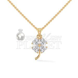 14K Rose Gold Four Petal Diamond Flower Pendant