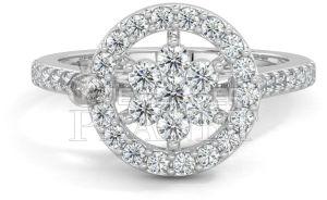 14K White Gold Flower Cluster Diamond Ring