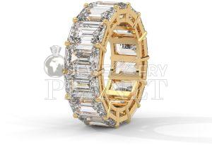 18K Gold Emerald Cut Diamond Ring