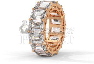 18K Gold Emerald Cut Diamond Ring