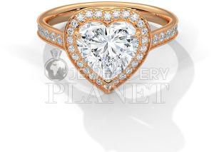18K Gold Heart Halo Diamond Engagement Ring
