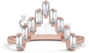 18K Rose Gold Chevron Baguette Diamond Ring