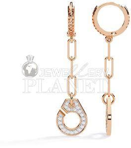 18k Rose Gold Cufflink Design Drop Earrings