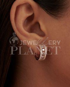 18k Rose Gold Diamond Hoop Earrings