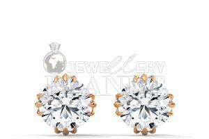 18K Rose Gold Drop Diamond Stud Earrings