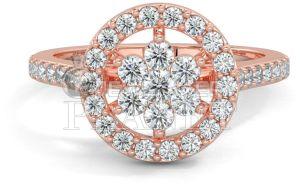 18K Rose Gold Flower Cluster Diamond Ring