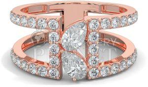 18K Rose Gold Pear Cut Duet Diamond Ring