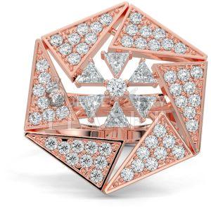18K Rose Gold Quadrilateral Diamond Ring