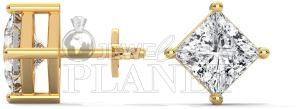 14K Gold Square Diamond Stud Earrings