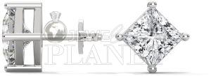 14K White Gold Square Diamond Stud Earrings