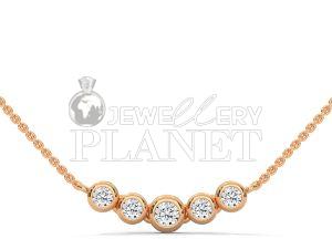 14K Gold Five Stone Diamond Bar Pendant