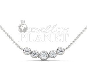 14K Gold Five Stone Diamond Bar Pendant