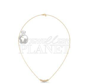 14K Gold Five Stone Diamond Bar Pendant
